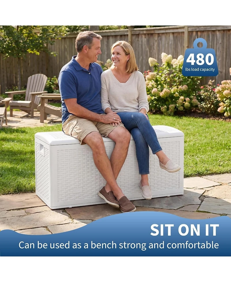 gaomon 73 Gallon Blow-Molded Lockable Deck Box, Waterproof Uv-Resistant Outdoor Storage – Patio Bench for Cushions, Garden Tools and Pool Accessories
