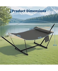 homfan 2 Person Hammock with Adjustable Steel Frame – Portable Outdoor Hammock Supports Up to 450 Lbs for Patio, Garden, Backyard or Beach