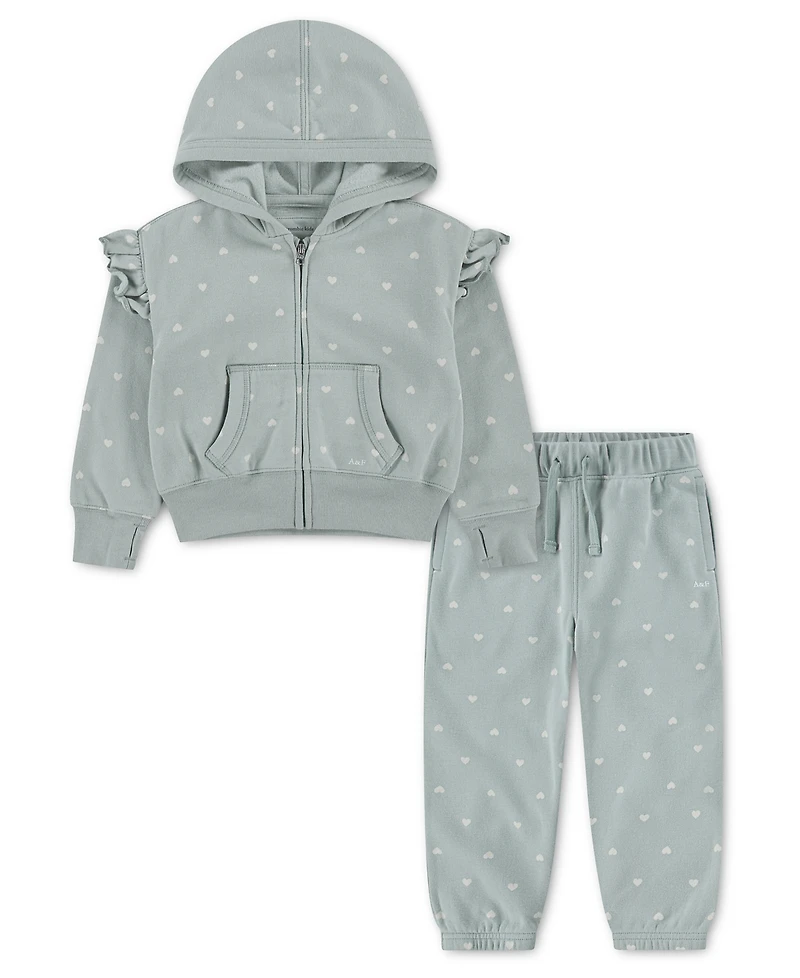 abercrombie kids Girls' Flutter Full-Zip Hoodie and Pant, 2-Piece Set