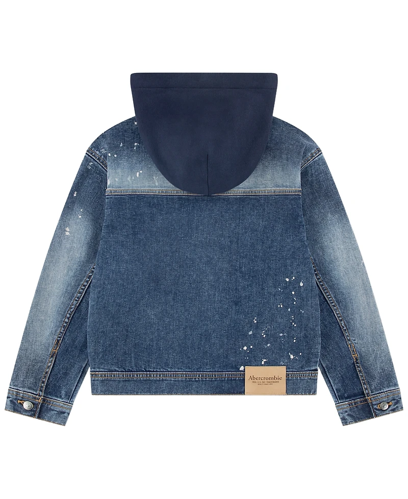 abercrombie kids Boys' 5-18 Long-Sleeve Hooded Denim Jacket