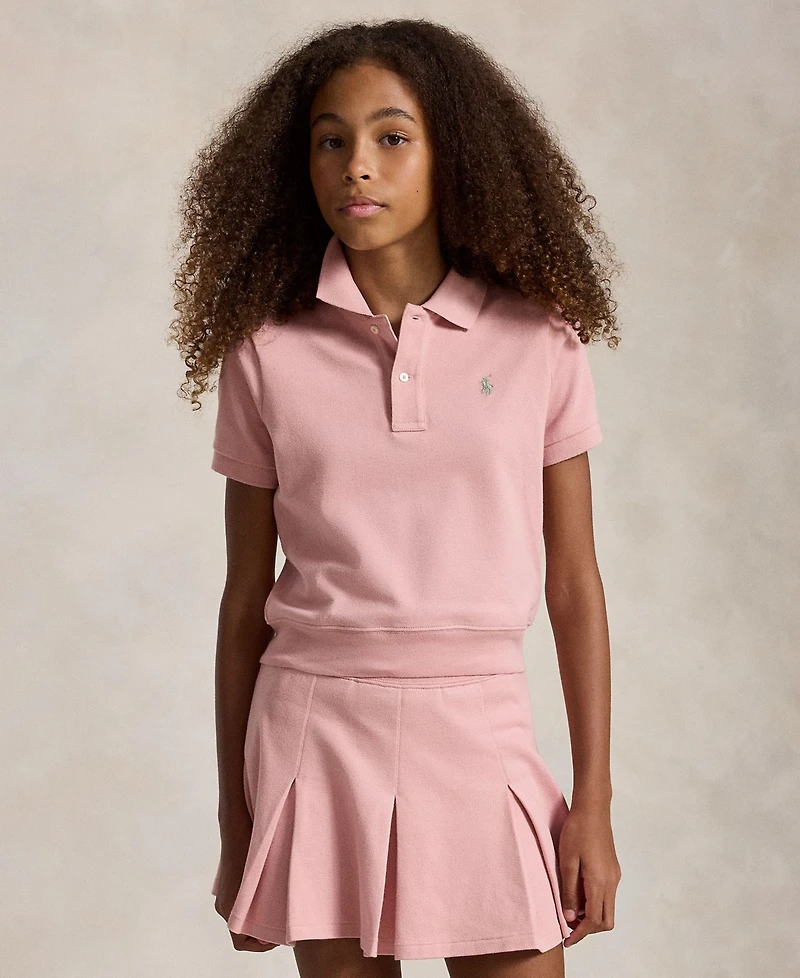 Polo Ralph Lauren Girls' 7-16 Stretch Mesh Boxy Shirt and Skirt, 2-Piece Set