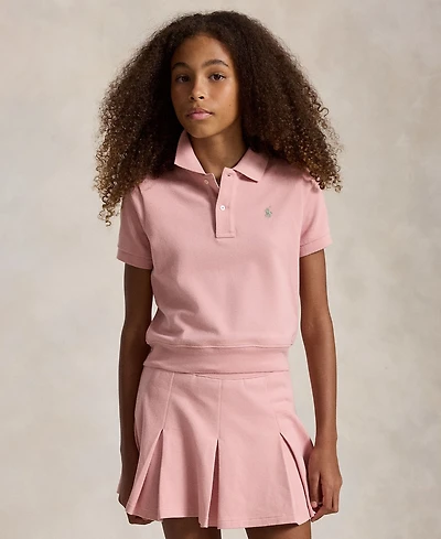 Polo Ralph Lauren Girls' 7-16 Stretch Mesh Boxy Shirt and Skirt, 2-Piece Set