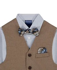 Nautica Boys' 2T-7 Long-Sleeve Shirt, Vest, Pants and Bowtie, 4-Piece Set