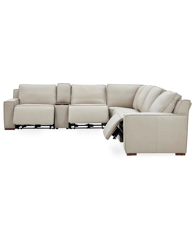 Aspen 3PM 7-Piece Leather Sectional Sofa Set (Laf Recliner, Raf 2 Armless Chair, Corner), Macy's Exclusive