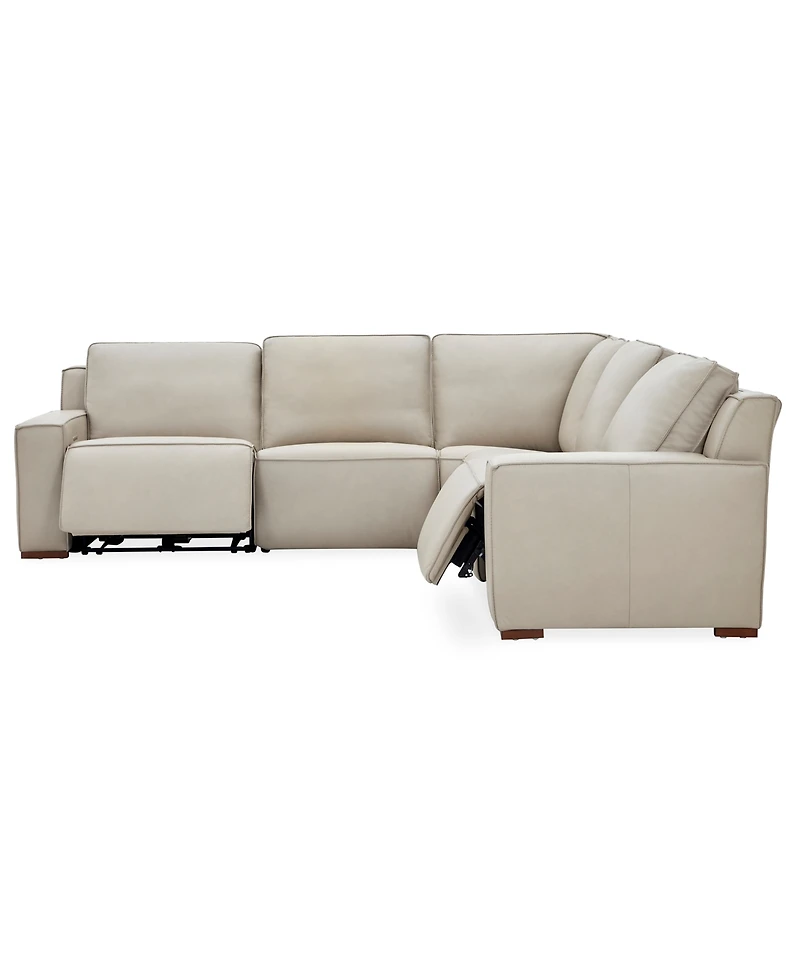Aspen 2PM 5-Piece Leather L Sectional Sofa Set (Laf Recliner, Raf 2 Armless Chair, Corner), Macy's Exclusive