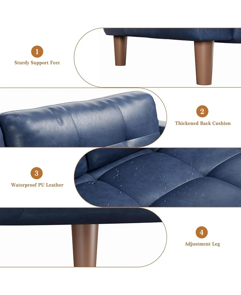 gaomon 3-Seater Sofa Couch, 83 in Wide Faux Leather Sofa Couch with Spring Cushion, Modern Sofa with Deep Seats and 2 Removable Back Cushions