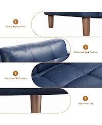 gaomon 3-Seater Sofa Couch, 83 in Wide Faux Leather Sofa Couch with Spring Cushion, Modern Sofa with Deep Seats and 2 Removable Back Cushions