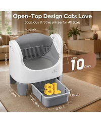 Cumrige Automatic Self-Cleaning Cat Litter Box with App Control, Open-Top Design, Safety Sensors, Quiet Operation