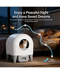 Cumrige Smart Automatic Cat Litter Box with App Control, 95L Interior, 15L Sealed Waste Drawer and Quiet Night Mode