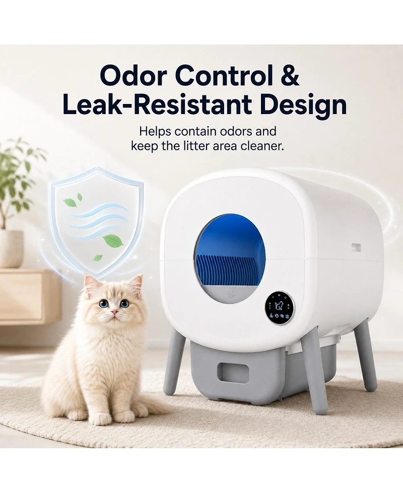 Cumrige Self-Cleaning Cat Litter Box Automatic Cat Litter Box Large Capacity Automatic Cat Litter Box App Control And Safety Protection