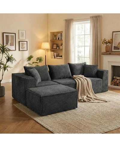 gaomon Cloud Sectional Couch with Chaise, Modular L-Shaped Sofa, Deep Seat Comfy Corduroy Memory Foam Couch,Upholstered Couches for Apartments