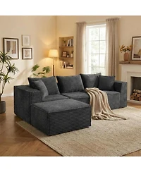 gaomon Cloud Sectional Couch with Chaise, Modular L-Shaped Sofa, Deep Seat Comfy Corduroy Memory Foam Couch,Upholstered Couches for Apartments
