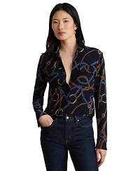 Lauren Ralph Women's Belting-Print Stretch Jersey Shirt
