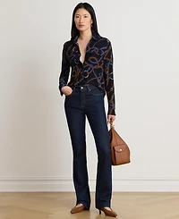 Lauren Ralph Women's Belting-Print Stretch Jersey Shirt