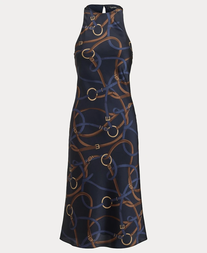Lauren Ralph Women's Belting Print Sleeveless Crewneck Dress