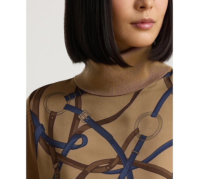 Lauren Ralph Women's Belting-Print Turtleneck Sweater