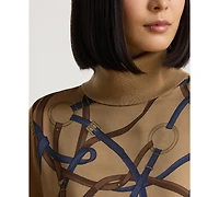 Lauren Ralph Women's Belting-Print Turtleneck Sweater