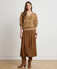 Lauren Ralph Women's Plaid V-Neck Sweater