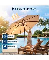 gaomon Outdoor 10FEET Table Market Patio Umbrella with 32 Solar Led Lights for Garden, Deck