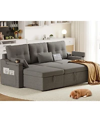 gaomon Sofa Bed, Sleeper Sofa with Storage, Pull Out Couch, Modern L Shaped Sectional Sofa with Pullout Bed, Reversible for Living Room