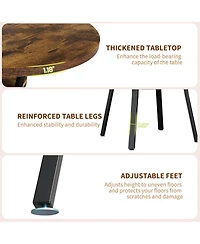 gaomon Round Dining Table for 4, Farmhouse Table with Storage Shelf