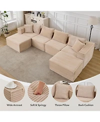 gaomon Modular Sectional Sofa, Cloud Sectional Couch with Deep Seat, Modern Modular U-Shape Sofa Couch with Ottomans