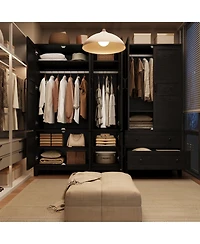 gaomon Modern Walnut Wooden Armoire Wardrobe Closet 72 Inch Tall Bedroom Storage Cabinet with 2 Drawers, Hanging Rod,Heavy Duty Furniture Doors