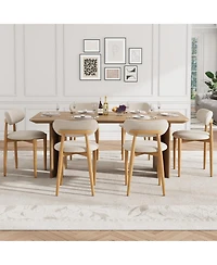 gaomon Wooden Dining Chairs Set of 6 - Modern Fabric Upholstered Kitchen Chairs with Wood Legs, Farmhouse Side Chairs for Dining Room Kitchen Vanity