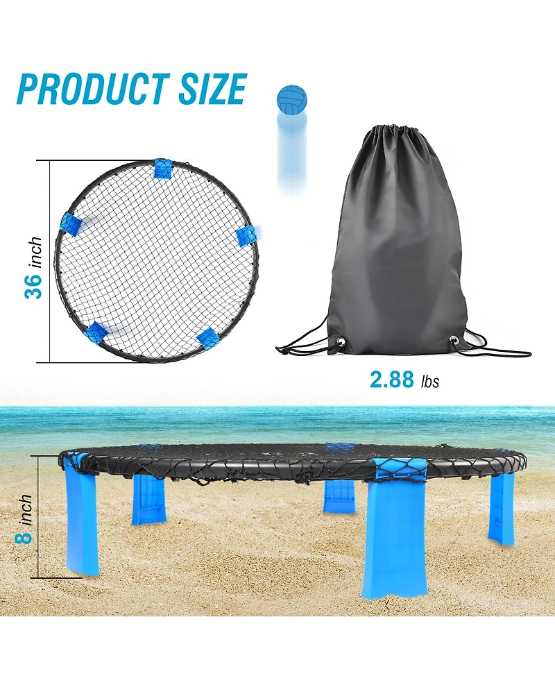 Zeny Outdoor Roundnet Game Set, Portable Beach Ball with 2 Balls, Sturdy Playing Net and Carry Bag, Classic Family Entertainment for