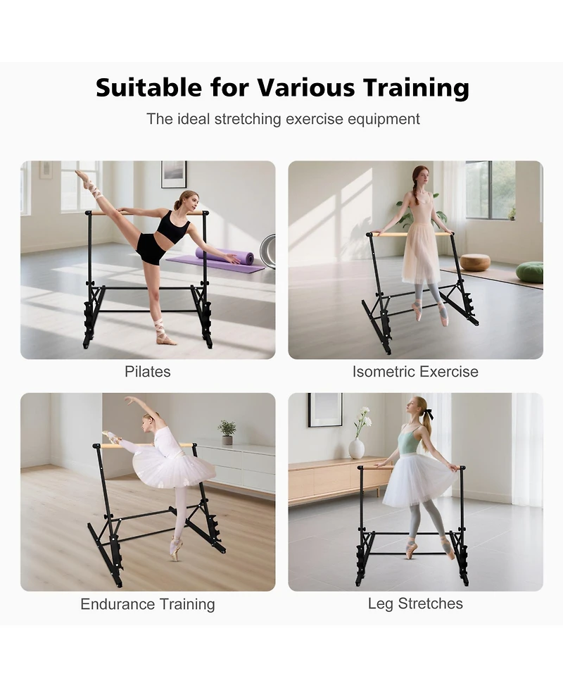 Zeny Solid Wood Ballet Barre With Adjustable Range For Dance Practice