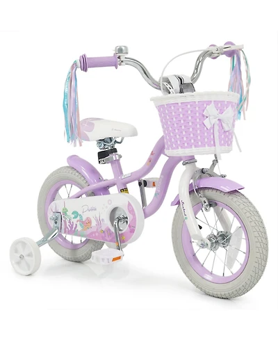 Slickblue Princess 12" Girls Bike with Adjustable Seat and Basket, Ages 3+