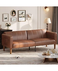 gaomon 75" Pu Leather Futon Sofa Bed,Convertible Loveseat, Adjustable Backrest, Side Pockets, Space-Saving Sleeper Sofa for Small Spaces