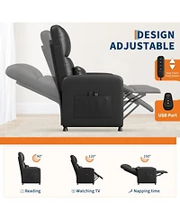 gaomon Power Recliner Chair with Massage and Heat, Overstuffed Tall Back Electric Recliner with Padded Seat, Usb Port, and Dual Side Pockets