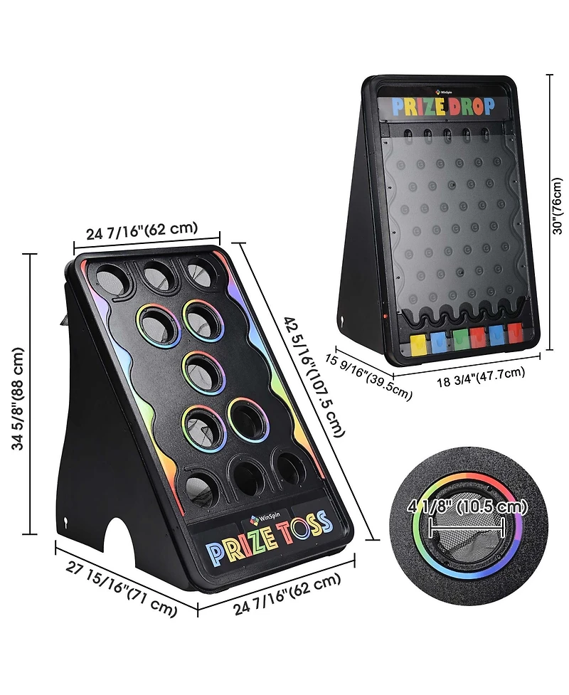 WinSpin Bean Bag Toss Game and Medium Prize Drop w/ Led Light for Carnival School