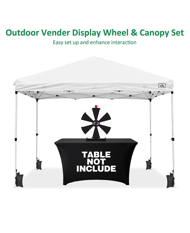 WinSpin Modular Prize Wheel and 10x10ft Pop Up Tent with 12PCS Replacement Panels