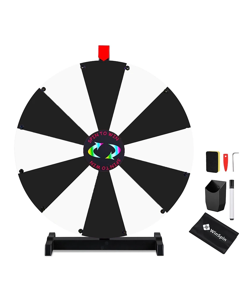 WinSpin 24" Pop Up Display Tabletop Prize Wheel Black and Trade Show Display Spinning Wheel 12 Slots for Outdoor Booths Exhibition Events