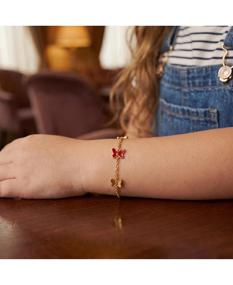 GiGiGirl 14k Yellow Gold Plated Adjustable Bracelet with Butterfly Charms for Kids