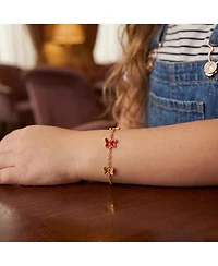 GiGiGirl 14k Yellow Gold Plated Adjustable Bracelet with Butterfly Charms for Kids