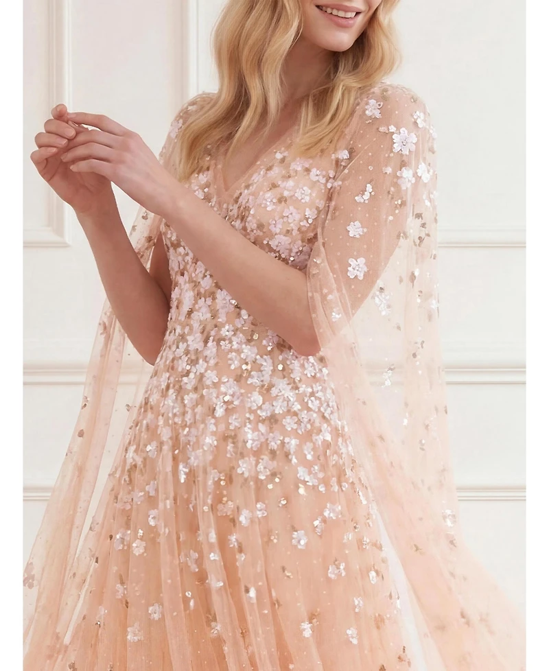 Needle & Thread Women's Camellia Ditsy Cape Sleeve Ankle Gown