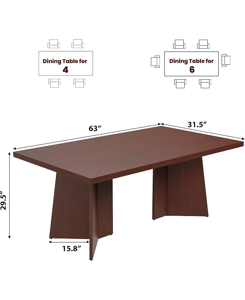 gaomon Dining Table for 6-8, Modern Long Kitchen Table with Large Top & Heavy-Duty Pedestal Legs
