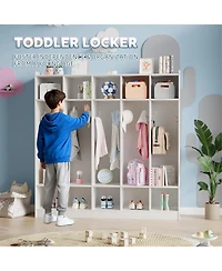 gaomon 5-Section Classroom Coat Locker with 10 Cubbies, Daycare Cubby Storage Organizer with 10 Hooks for Home, School, Nursery, Kindergarten