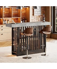 gaomon 63" Bar Table for 4-6 People, Counter Height Pub Table with 2-Tier Storage Shelves for Dining Room & Kitchen