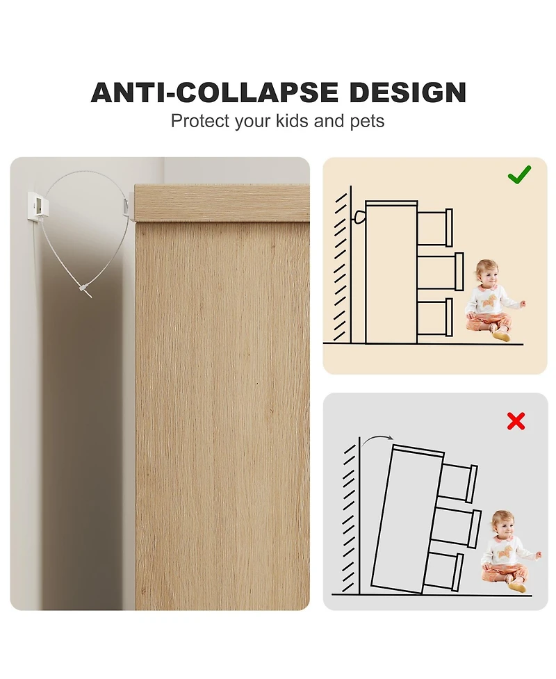 homfan 6 Drawer Dresser for Bedroom Modern Closet Dresser Organizer with Embedded Handles, Wooden Chest of Drawers for Living Room,Nursery and Hallway