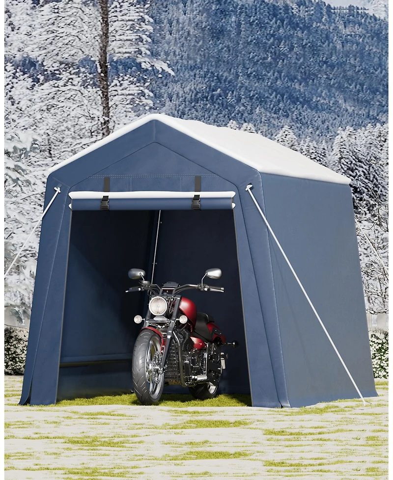 homfan 6x6 ft Motorcycle Shelter, Galvanized Steel Frame, Weather and Uv Resistant, Tool-Free Assembly Outdoor Bike Tent