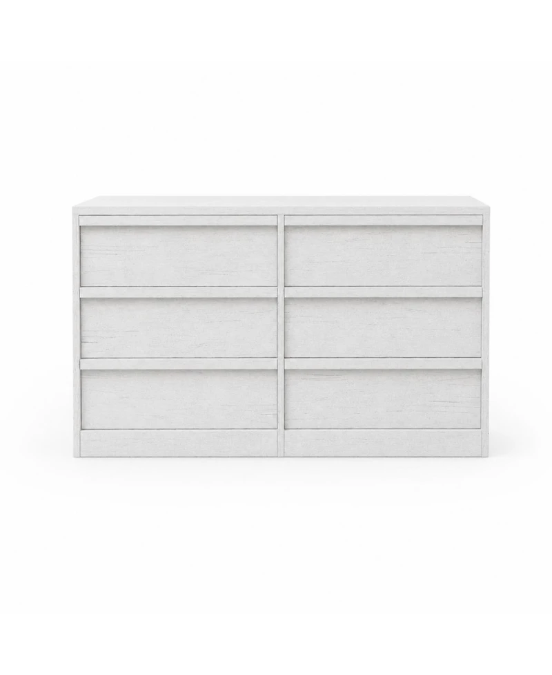 homfan 6-Drawer Storage Dresser Wide Antique Chest of Drawers for Clothes, Linens and Bedroom Organization