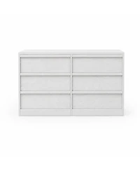 homfan 6-Drawer Storage Dresser Wide Antique Chest of Drawers for Clothes, Linens and Bedroom Organization