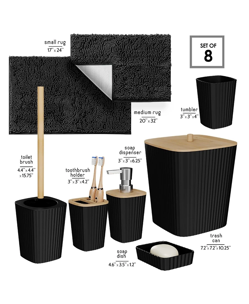 Clara Clark 8 Piece Complete Bathroom Decor and Accessory Set with Bath Rugs