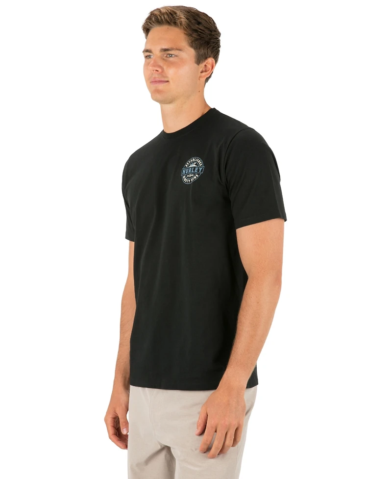 Hurley Men's Camp Artwork At Center Back Crewneck T-Shirt