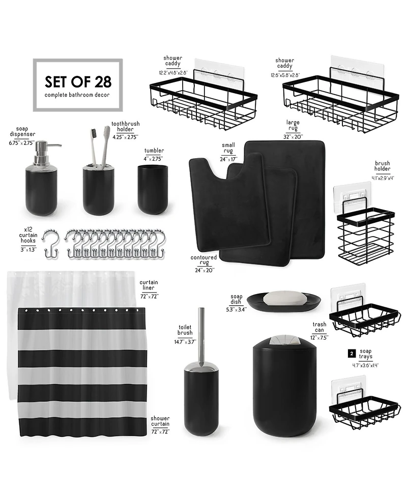 Clara Clark Piece Complete Bathroom Set with Bath rugs and Shower Caddy