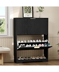 gaomon Entryway Shoe Storage Cabinet with double Flip Drawers, Wooden Organizer Adjustable Shelf, Slim Freestanding Rack